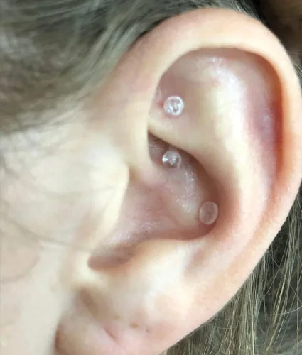 Miniatura 5 de QWALIT Piercing de nariz transparente para el trabajo, aros de nariz transparentes para el trabajo, piercing de nariz de plástico transparente