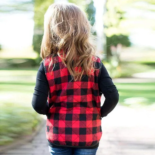 Miniatura 2 de Ayalinggo Toddler Baby Girls Boys Winter Warm Vest Clothes Buffalo Plaid Christmas Jacket Kids Puffer Quilted Gilet Coat