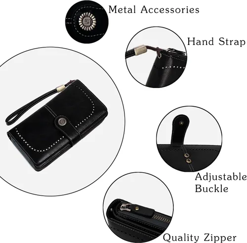 Miniatura 4 de JEVIYO Cartera para mujer con bloqueo RFID monederos pequeños para mujer a negro Casual