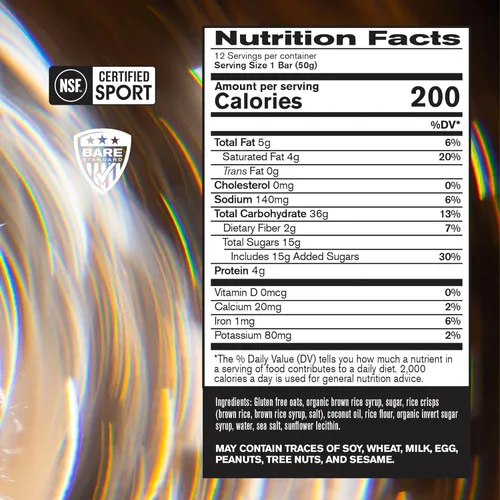 Miniatura 2 de BARE PERFORMANCE NUTRITION Go Bar, barra de avena para entrenamiento de resistencia con 36g de carbohidratos y 200 calorías por porción, 12 barras