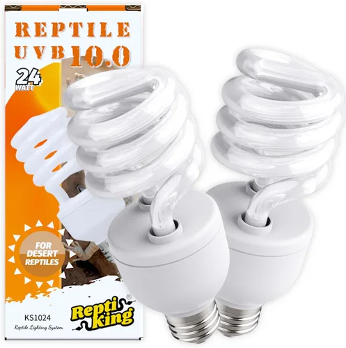 Luz de reptil UVB, paquete de 2 bombillas UVB de 10.0 24 W, lámpara de bombilla de reptil UVA UVB para dragón barbudo, tortuga, bombillas UV para