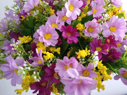 Miniatura 6 de Cesta colgante de cadena de flores de seda, maceta artificial de margaritas moradas, flores falsas (cesta mediana)
