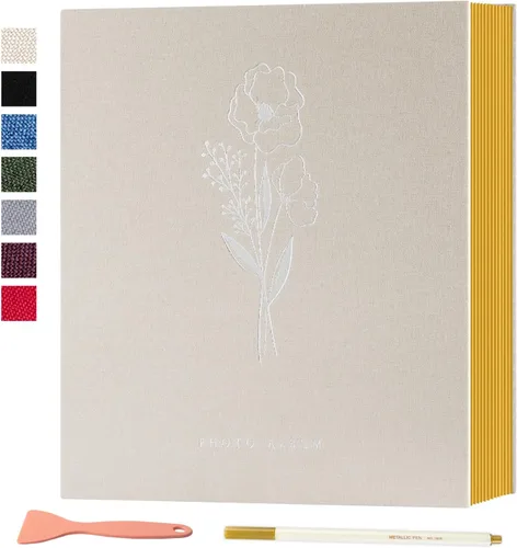 Miniatura 18 de Lanpn - Álbum de fotos autoadhesivo de lino, 40 páginas, álbum de fotos para manualidades, páginas adhesivas magnéticas, contiene fotos de 4 x 6, 7