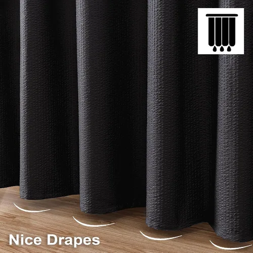 Miniatura 8 de OVZME Cortina de Ducha de Tela Berry Black - Cortina de Baño de Tela Suave de Calidad Gruesa de Hotel con Relieve 3D, Material Texturizado Repelente