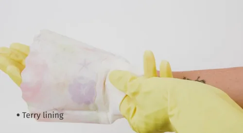 Miniatura 5 de Guantes domésticos de limpieza sin látex, guantes grises y amarillos con forro suave, puño largo de 15 pulgadas y agarre (2 pares), talla L