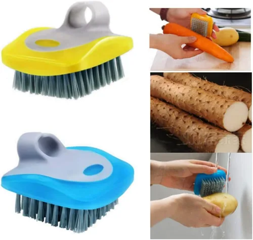 Miniatura 4 de Cepillo de frutas y verduras, cepillo de lavado de zanahorias y pelador de dedos, pelador de verduras, juego de pelador de palma para frutas, papas
