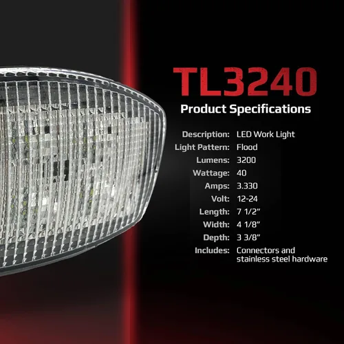 Miniatura 9 de TIGERLIGHTS TL3240 Luz de trabajo LED 12V compatible con/reemplazo para Kubota B2650HSDC, B3350HSDC, L3240HSTC, L3240HSTC-3, L3540HSTC, L3540HSTC-3