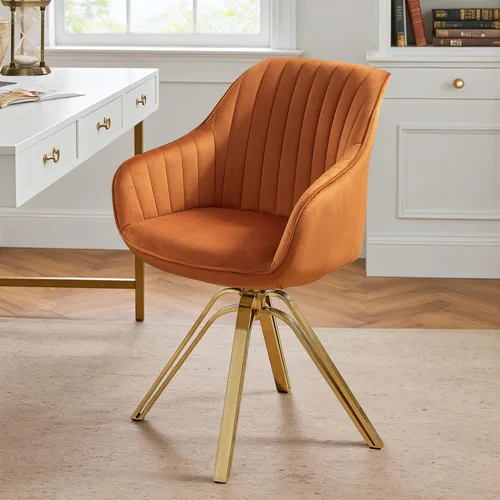 Miniatura 11 de Volans Silla giratoria decorativa, sillas de comedor modernas de mediados de siglo con patas huecas de metal negro, silla de escritorio de oficina
