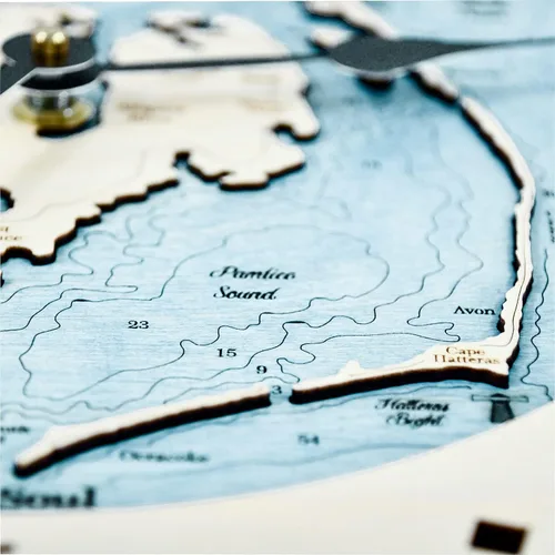 Miniatura 8 de Sea & Soul Outer Banks - Reloj de pared de 12 pulgadas, hecho a mano en los Estados Unidos, reloj topográfico de mapa de agua, reloj de pared