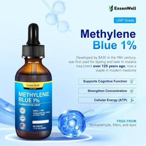 Miniatura 2 de Grado farmacéutico azul de metileno 4.06 fl oz,1% USP Grado Solución Mezcla Vitamina