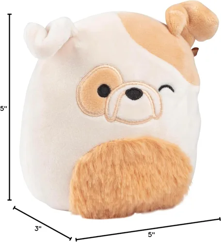 Miniatura 7 de Squishmallows Brock The Bulldog original de 5 pulgadas – Peluche oficial de Jazwares para calcetín navideño – Pequeño juguete de animal de peluche