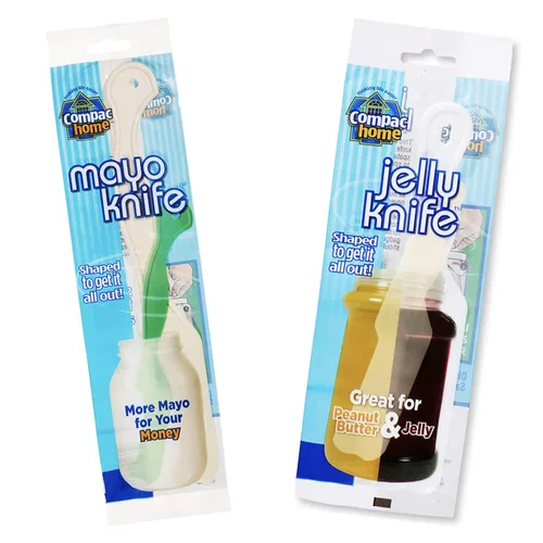 Compac Bundle: Cuchillo Mayo y cuchillo de gelatina - Esparcidores de tarros - Espátula de cuchillo de plástico para raspar mayonesa y tarros de