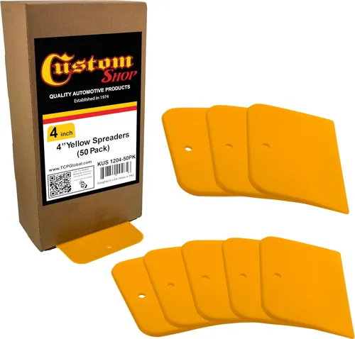 Custom Shop Herramientas esparcidoras de plástico de 4 pulgadas para rellenos de carrocería automotrices (paquete de 50), masillas, esmaltes, resina