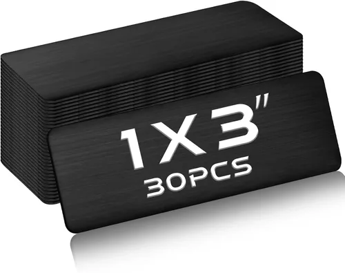 Miniatura 11 de Therwen 30 Piezas Placas de Nombre Grabadas con Láser de Acero Inoxidable Cepillado Placa Personalizada Placa en Blanco Etiqueta de Nombre Negro