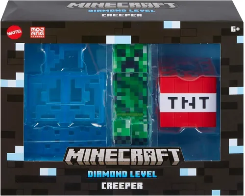 Miniatura 6 de Mattel Minecraft Diamond Level Creeper Figura de acción y accesorios fundidos a presión, juguete coleccionable inspirado en los videojuegos, escala