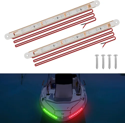Miniatura 10 de RVZONE Luces de navegación para barcos, iluminación de navegación para barcos LED, iluminación marina para pesca nocturna, luces rojas y verdes