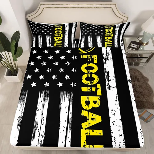 Miniatura 24 de Erosebridal Graffiti Rugby Ball Sheets for Boys Girls Colorful Rugby Helmet Fitted Sheet,Sports Kids Bedding Sets Football Game Bed Sets Twin 2 Piece