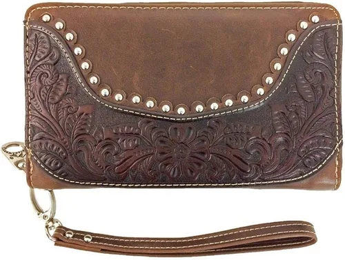 Miniatura 2 de Montana West Cartera de muñeca para mujer 2 en 1 de piel auténtica con cierre de cremallera
