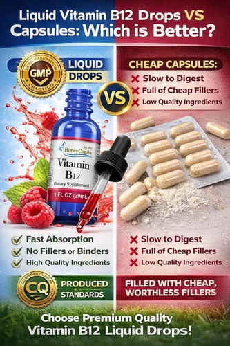 Miniatura 5 de HoneyCombs B12 Liquid Drops Suplemento de vitamina B12 para energía, metabolismo, enfoque cerebral y apoyo nervioso Gotas líquidas sublinguales B12