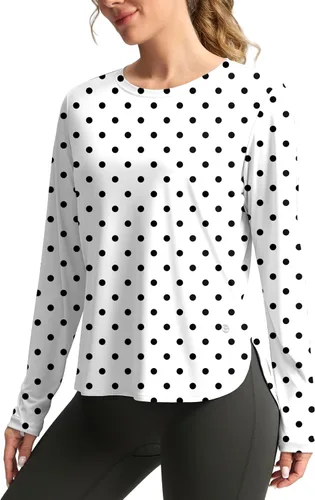 Miniatura 19 de Camisetas de sol para mujer, con protección ultravioleta FPU 50+, manga larga, ligera, de secado rápido, para entrenamiento, senderismo, para mujer