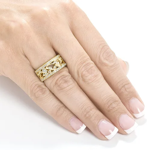 Miniatura 3 de Kobelli Vintage Style Diamond Fashion Floral Band 14 CTW en oro amarillo de 14 K