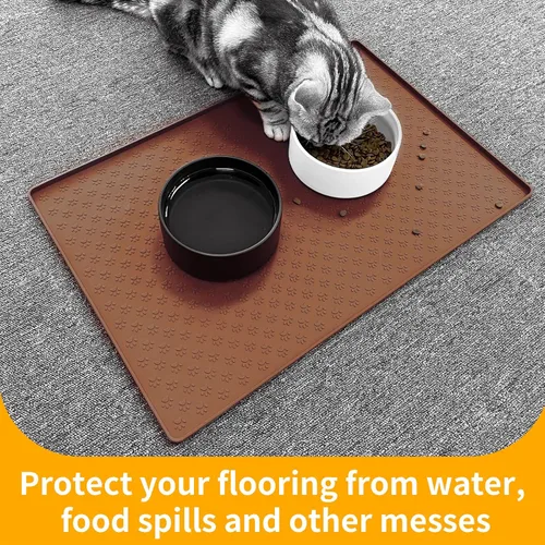 Miniatura 5 de Ptlom - Tapete para mascotas para perros y gatos, impermeable de silicona para cuencos de alimentación de mascotas para comida y agua, para perros