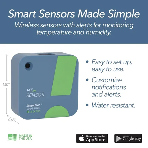 Miniatura 2 de SensorPush HT.w Sensor inteligente de temperatura y sensor de humedad - Termómetro y higrómetro con monitoreo por aplicación - Monitor