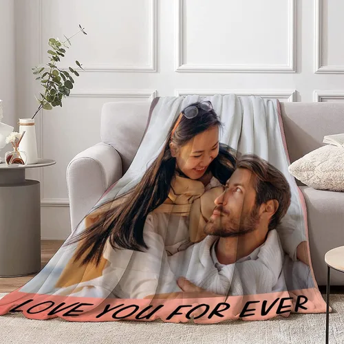 Miniatura 4 de Manta personalizada, diseño de vellón con texto, mantas con imágenes personalizadas para bebé, madre, padre, adultos, amigos, amantes, perros, 1 Foto