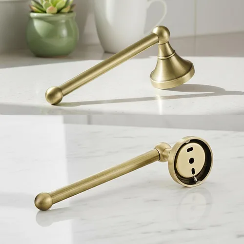 Miniatura 5 de Flybath Portarrollos de papel higiénico sin tapa de latón antiguo, barra de rollo de papel higiénico para baño montado en la pared, 20 cm / 7.87