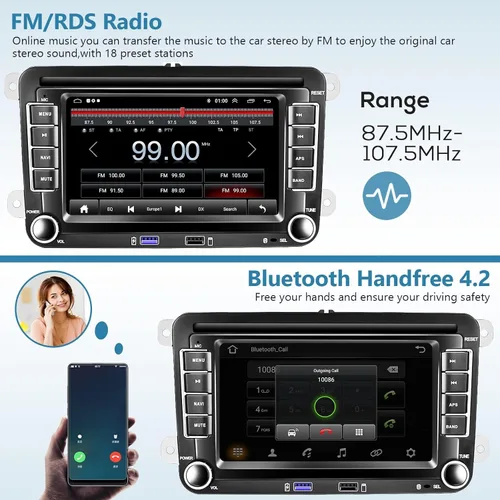 Miniatura 6 de 2G+64G Android para VW Jetta Seat Passat Tiguan CC Golf Skoda doble Din estéreo del coche con Carplay inalámbrico/Android Auto 7 pulgadas HD