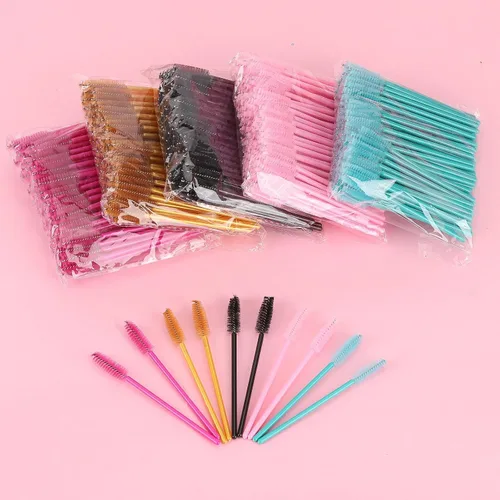 Miniatura 7 de Tbestmax 500 Varitas de Rímel Desechables Cepillo de Pestañas Spoolies para Ceja Extensión de Pestañas de Ojo, Kits de Aplicadores de Brochas de 5