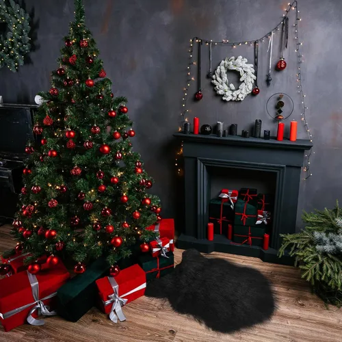 Miniatura 5 de Jetec 4 piezas de piel sintética negra de 10 x 20 pulgadas, cuadrados de tela de piel sintética de Navidad, parches de tela de Halloween, felpa