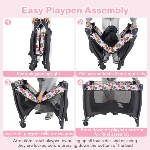 Miniatura 7 de HONEY JOY Empaca y juega con el moisés, paquete central de guardería infantil y juega con cuna y juguetes colgantes para recién nacidos, bolsa