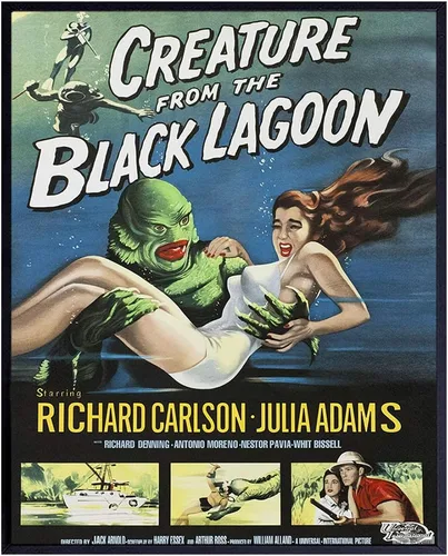 Criatura de la Laguna Negra - Póster de película de terror de Hollywood vintage de 8x10 - Arte de pared impreso - Clásico aterrador - Decoración