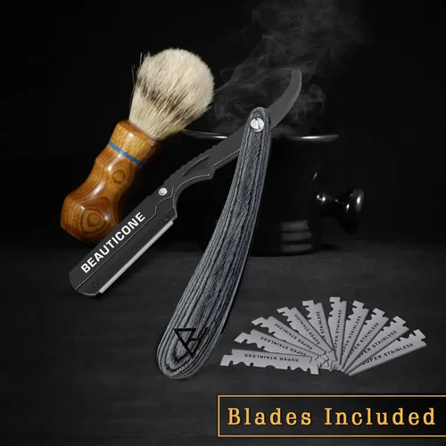 Miniatura 4 de Beauticone Navajas rectas para hombres, navaja de borde recto, 100 cuchillas de un solo filo, acero inoxidable, navaja de barbero para el afeitado