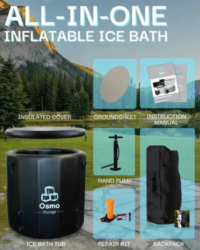 Miniatura 7 de Bañera de hielo inflable para atletas, compatible con enfriador de agua, bañera de inmersión fría para recuperación con tapa aislada, hoja de tierra