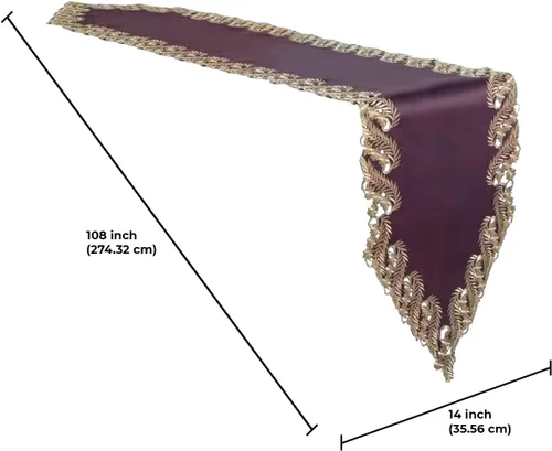 Miniatura 8 de DECOZEN Camino de Mesa Navideño Dorado con Ciruela – Bufanda Decorativa Bordada para Comedor y Tocador para Mesas Navideñas, Bodas y Fiestas – 14 x