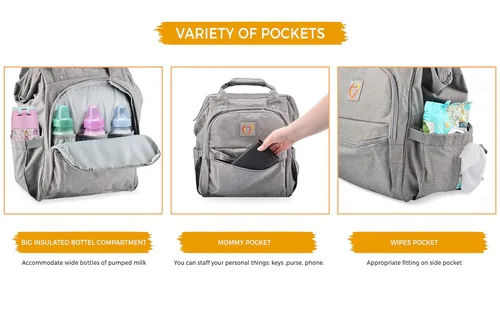Miniatura 7 de LoveLi-Bi Mochila para pañales bolsas de pañales grandes para bebés, niñas, niños, gemelos, mamá, papá, con cambiador, impermeable, mochilas, cosas