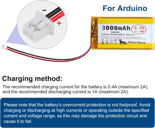 Miniatura 5 de Paquete de 4 baterías LiPo de 3.7 V 103665 3000 mAh, 1S 3C recargable, conector Micro JST 1.25, placa de protección dual