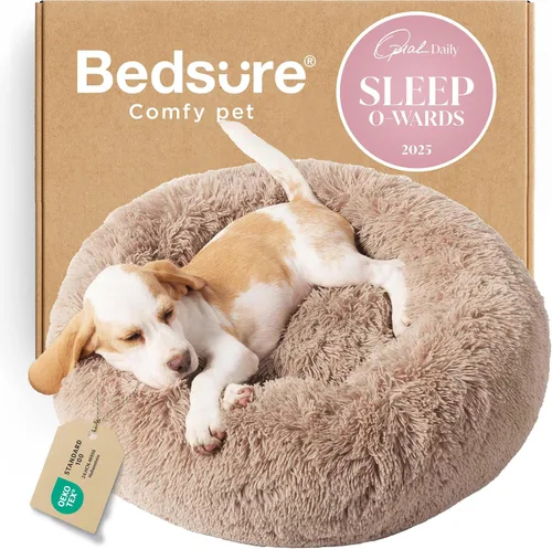 Miniatura 85 de Bedsure - Cama relajante para perro mediano, lavable, tipo dona, cama para gato, antideslizante, redonda, afelpada, mullida, de piel sintética
