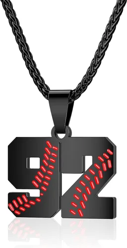 Miniatura 37 de Collar con número de béisbol para niños 00-99, collar con número de camiseta de béisbol de acero inoxidable, colgante personalizado, regalo