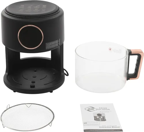 Miniatura 7 de Freidora de aire de 3.81 cuartos de galón de vidrio visible de 360° con pantalla digital, temperatura ajustable de 176F a 392F freidoras de aire