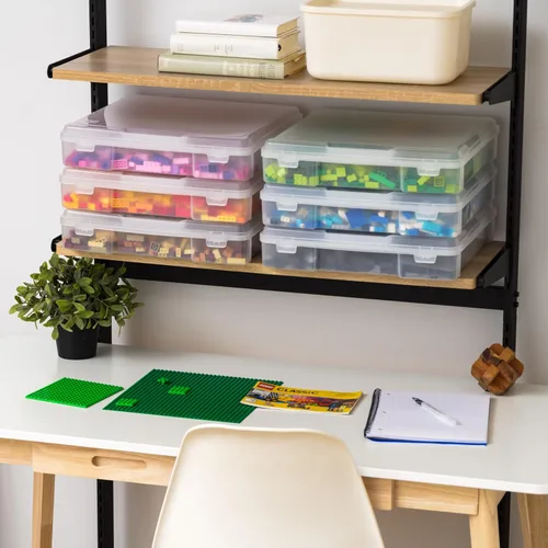 Miniatura 8 de IRIS USA - Paquete de 6 cajas de almacenamiento transparente de plástico para papel de álbumes de recortes de 12 x 12 pulgadas, organizadores