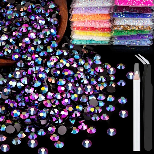 Miniatura 19 de 5000 piezas de diamantes de imitación de resina de 0.118 pulgadas a granel, color verde oscuro AB con parte trasera plana, diamantes de imitación