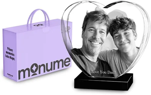 Miniatura 11 de Monume Corazón de cristal 3D (pequeño) – Foto de cristal personalizada grabada con láser hecha de vidrio transparente – Regalos fotográficos Estándar