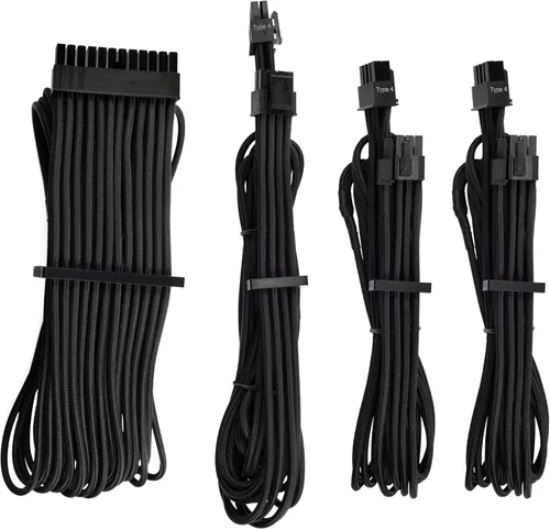 CORSAIR Kit de inicio de cables de fuente de alimentación con funda individual de alta calidad, color negro, para fuentes de alimentación Corsair