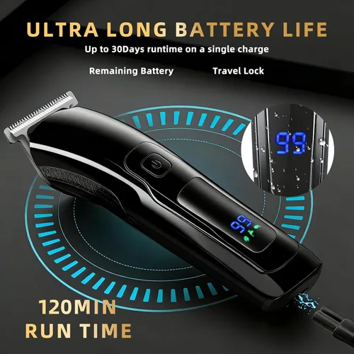 Miniatura 7 de Cortadora de barba para hombres, 20 ajustes de longitud, kit de aseo inalámbrico 14 en 1, maquinilla de afeitar eléctrica impermeable para hombres