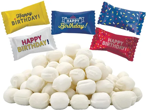 Caramelos de menta de feliz cumpleaños, caramelos de menta, mentas después de la cena, caramelo de mantequilla y menta, sin grasa, certificado