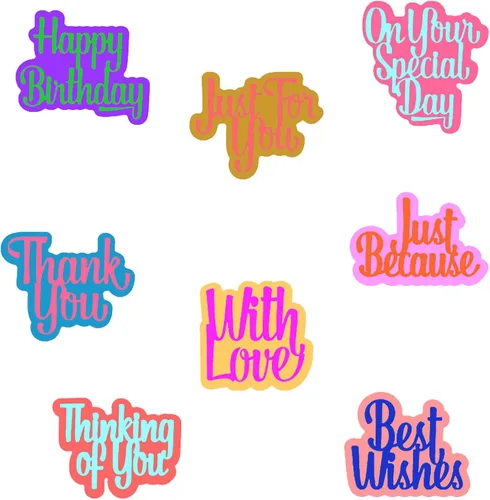 Miniatura 9 de CYFUN DESIGN Paper Craft Dies - Troqueles de palabras para hacer tarjetas con simpatía, buena suerte, bien hecho, hecho a mano con amor, recién