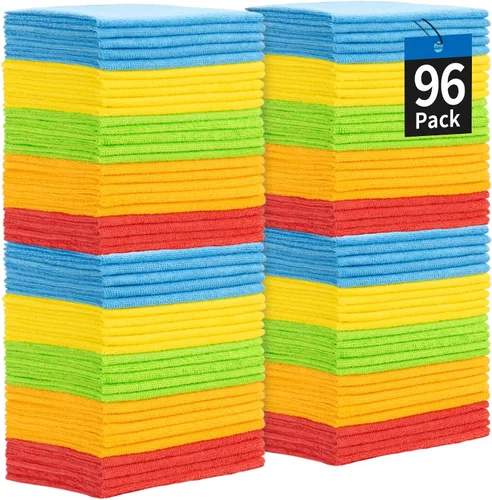 Miniatura 20 de Toallas de microfibra para automóviles, paquete de 24 paños de limpieza de microfibra, toallas de limpieza de 11.5 x 11.5 pulgadas, absorbentes a